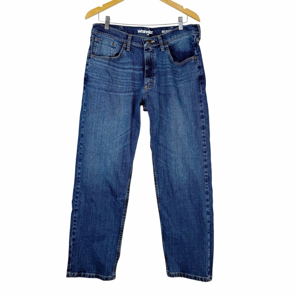 Wrangler Men's Free-to-Stretch Relaxed Fit Jeans Dark Wash Size 34x29